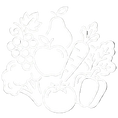 decorative white outlines of vegetables and fruit for nutrient dense