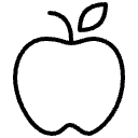 Simple black line drawing of an apple for no artificial ingredients