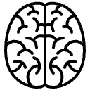 Simplified black and white illustration of a brain for no sugars