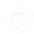White outline of a smoothie with a circular design on a white background